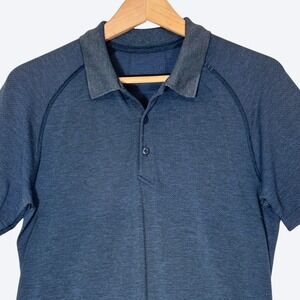 Lululemon Mens S Navy Metal Vent Tech Performance Polo Shirt‎ Live in Practice